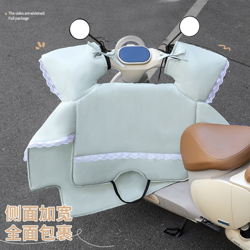 花边电动车挡风被冬季加绒加厚电瓶车防风罩冬天双面防水四季通用
