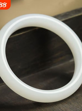 爆款仿新疆白玉和田玉手镯白色手镯女士款粗圆条镯叮当镯送妈妈