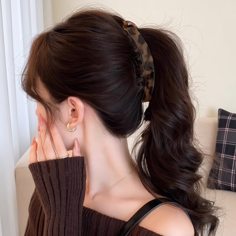 豹纹香蕉夹发夹女2026新款高级感气质扭扭夹竖夹后脑勺高马尾抓夹