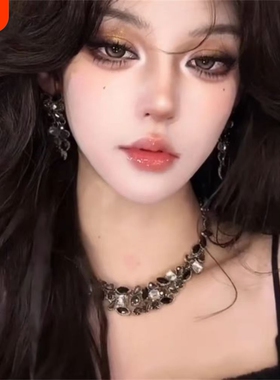 zoozmomo欧美夸张黑色锆石项链女2025新款轻奢小众高级感锁骨链潮