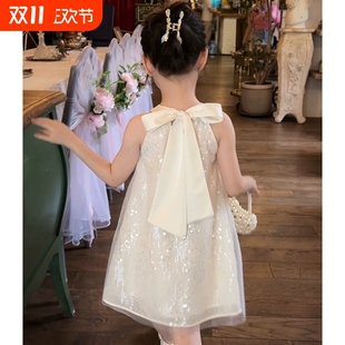 女童连衣裙夏季 洋气儿童网纱吊带裙小女孩网红挂脖公主裙 2025新款