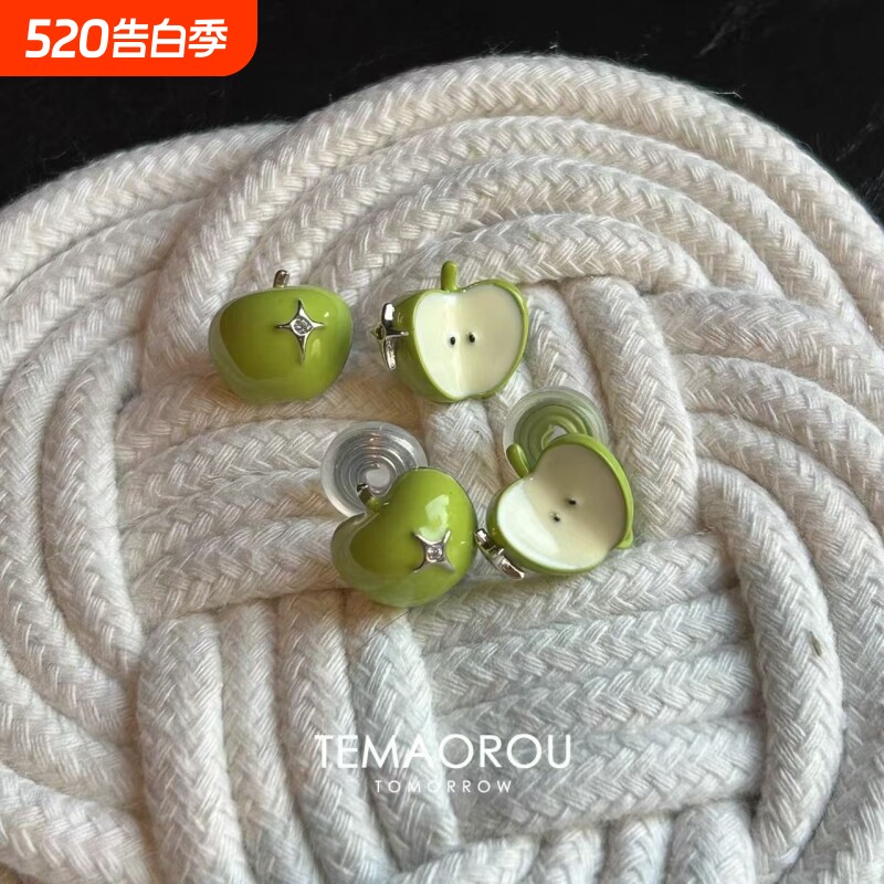 苹果耳夹小众童趣可爱独特夏季耳钉高级设计新款耳环甜美气质清新