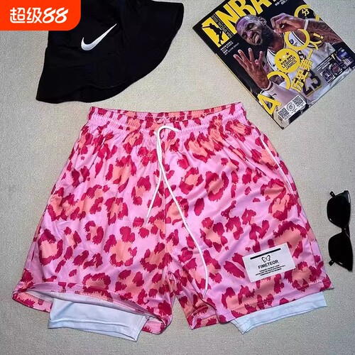 夏季新品美式假两件短裤透气速干