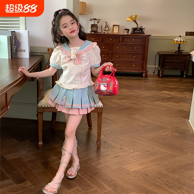 栀子新款童装女童jk制服套装夏装成长记儿童水手服学院风校服时髦