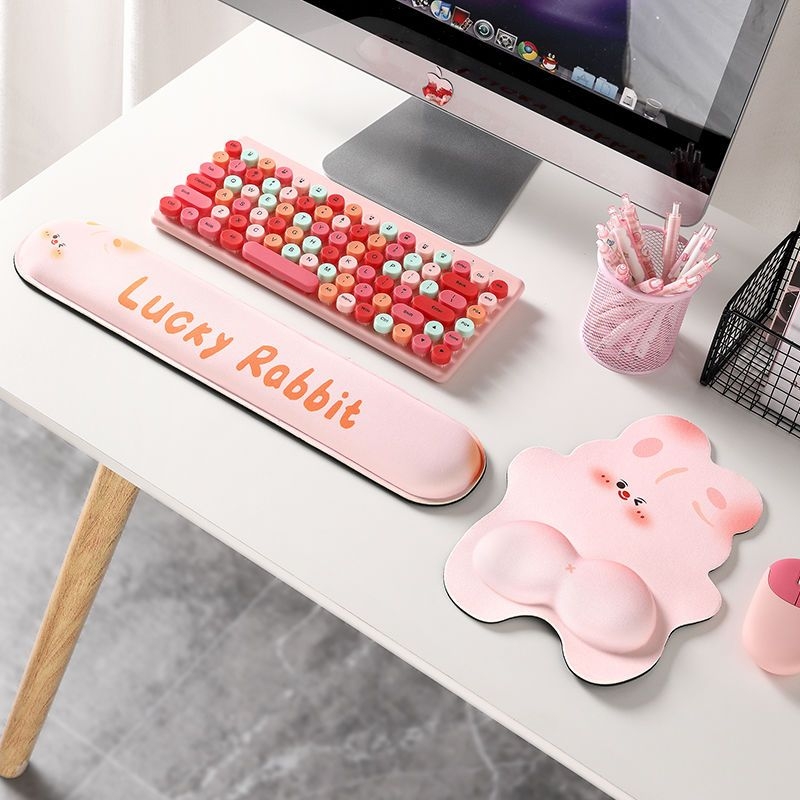 卡通屁屁兔护腕鼠标垫桌面键盘托办公护手腕垫记忆棉防滑鼠标垫子