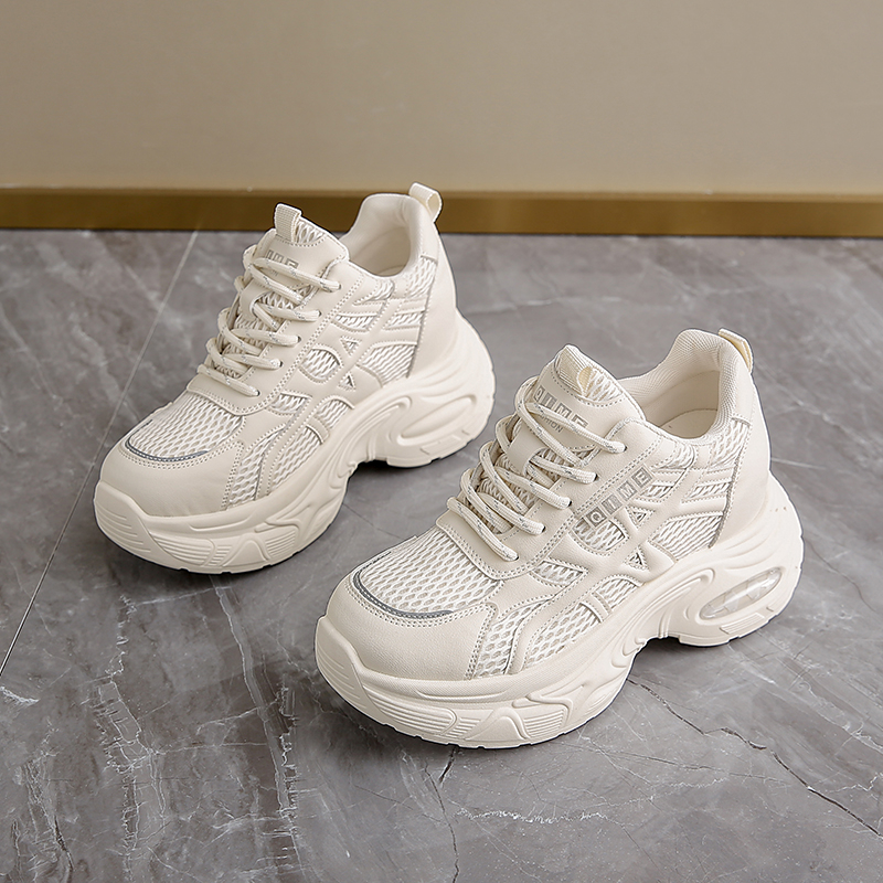 老爹鞋女2025夏新款ins超火厚底松糕女鞋增高透气网面休闲运动鞋
