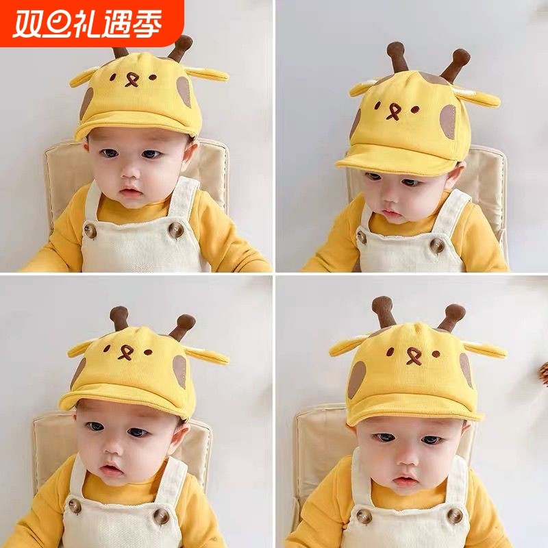 婴儿帽子春秋款男宝宝帽子鸭舌帽超萌可爱秋冬婴幼儿童软檐棒球帽