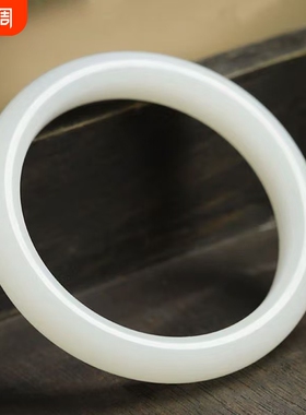 爆款仿新疆白玉和田玉手镯白色手镯女士款粗圆条镯叮当镯送妈妈