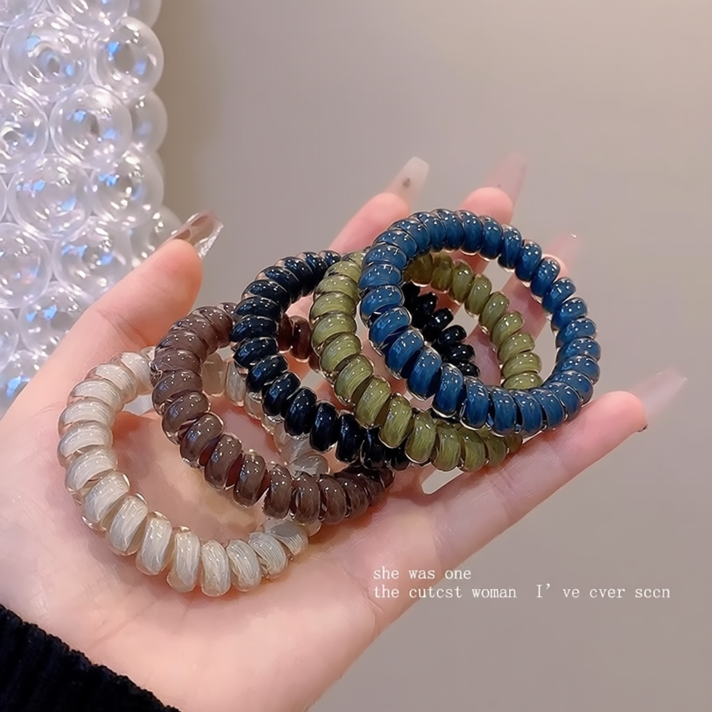 果冻色电话线发圈高弹力耐用简约扎头绳女时尚高马尾发绳皮筋头饰