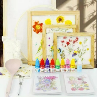 古法造纸术材料包套装 儿童非遗手工diy再生花草纸浆木框纱网工具