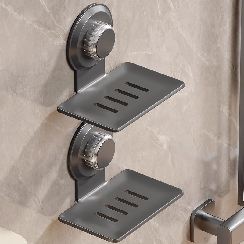 浴室吸盘肥皂盒双层香皂沥水盒免打孔壁挂置物架洗漱台墙面香皂盒