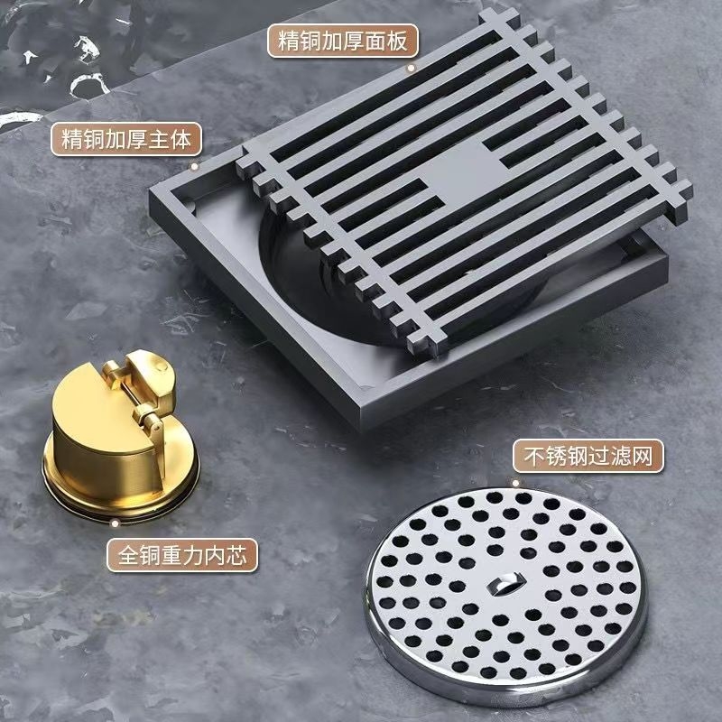304不锈钢防臭地漏卫生间浴室加长条淋浴洗衣机下水道水封方形