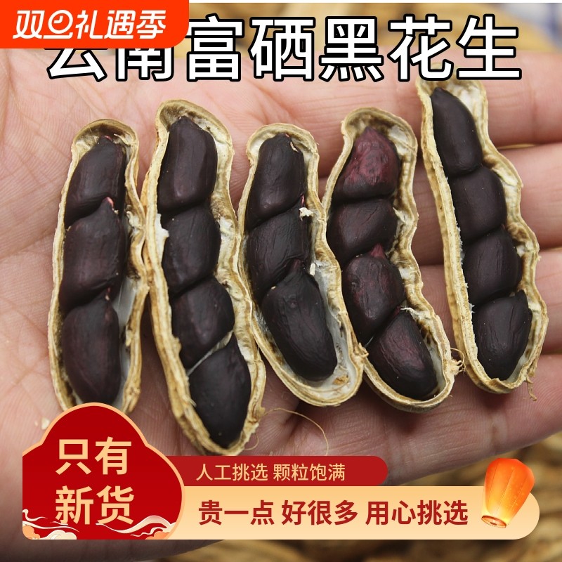 2025年新货云南黑花生带壳富硒种黑皮花生米晒干原味新鲜日晒好吃