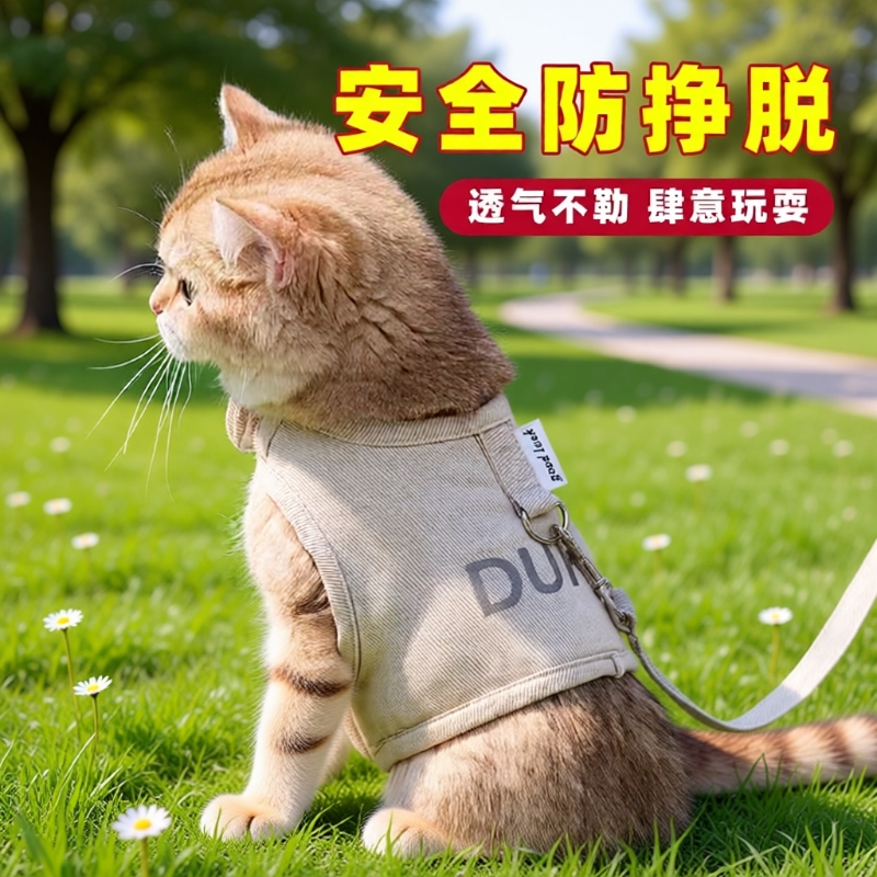 猫咪防挣脱背心牵引绳多功能