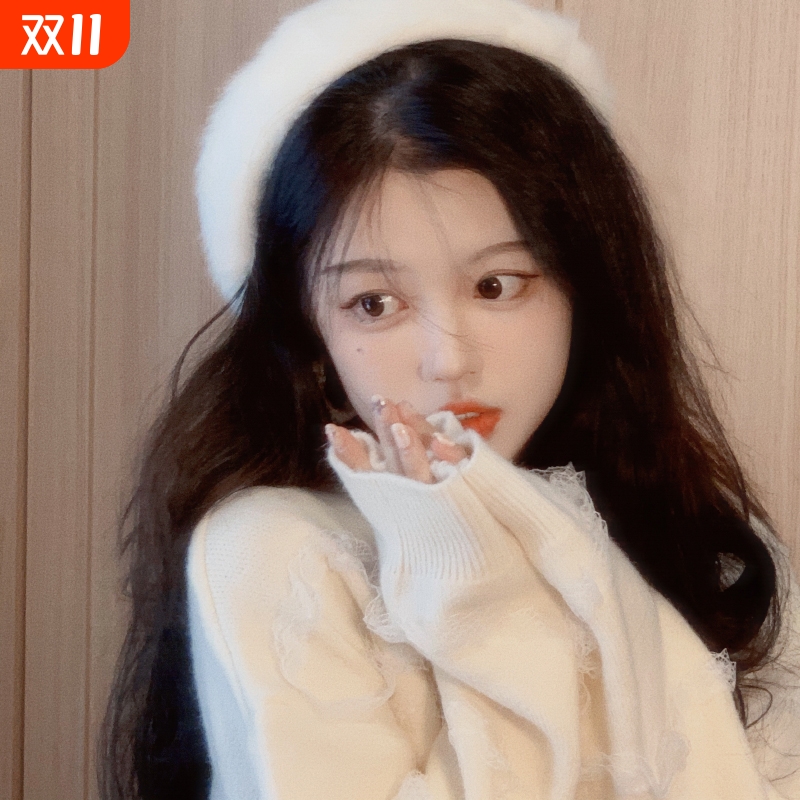 毛绒绒白色贝雷帽|超1000次加购