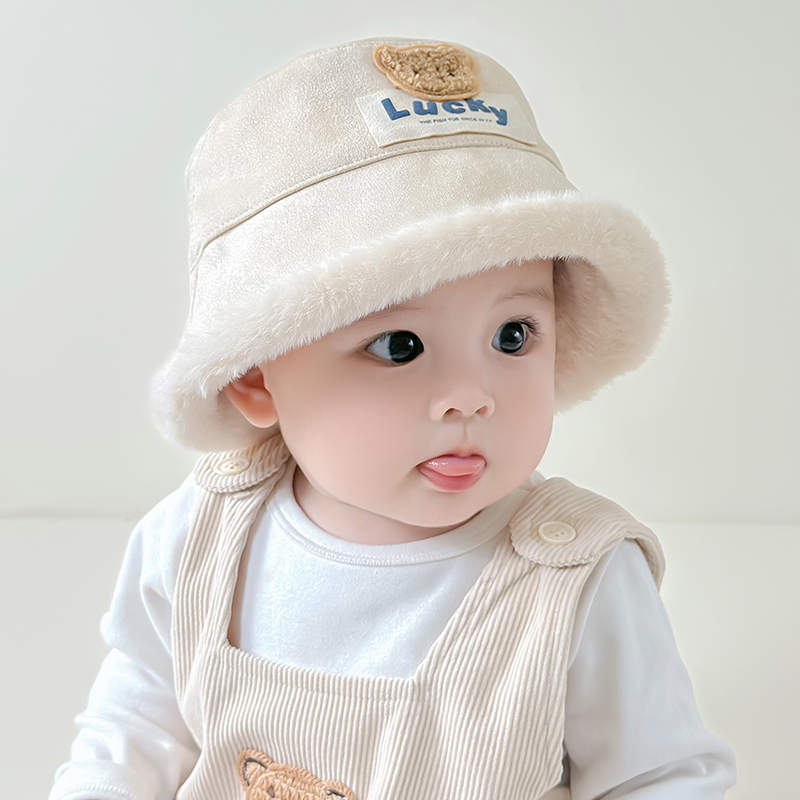 婴儿帽子冬季洋气宝宝渔夫帽男宝宝加绒保暖防风外出婴幼儿秋冬帽