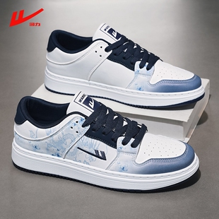 回力男鞋青花瓷板鞋冬季2025小众百搭休闲小白鞋男款秋季黑白白蓝