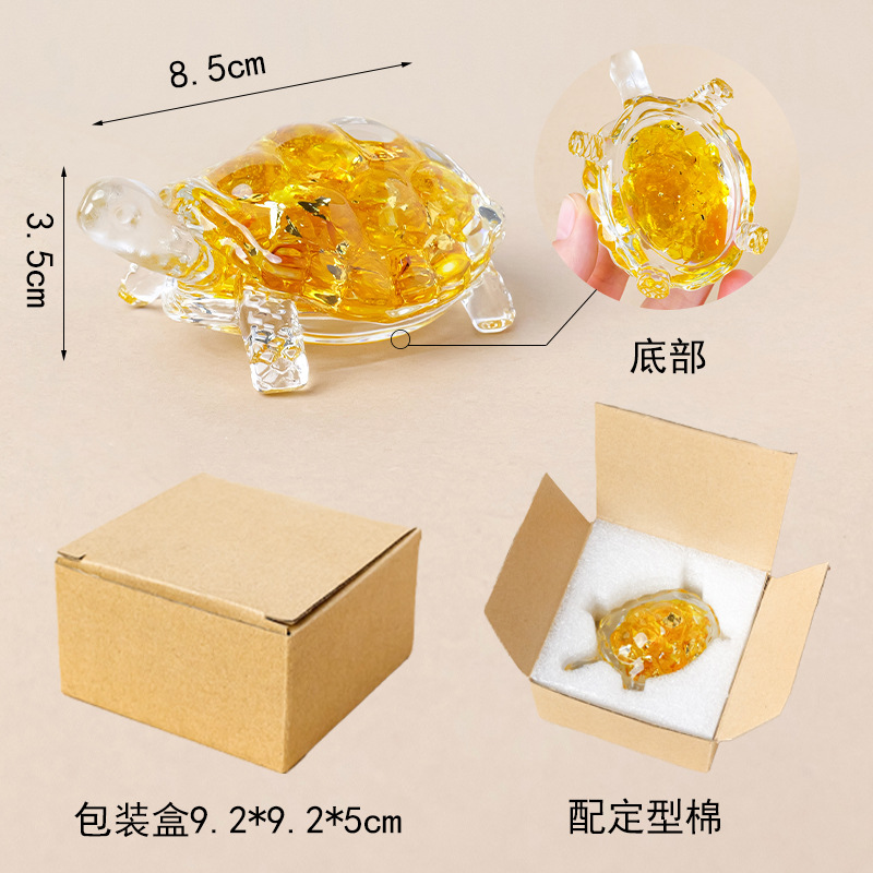 玻璃小乌龟天然水晶碎石乌龟摆件桌面招财装饰滴胶紫水晶青金石