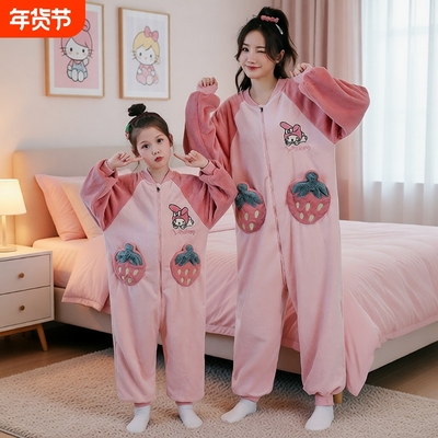 女童连体睡衣秋冬季珊瑚绒家居服