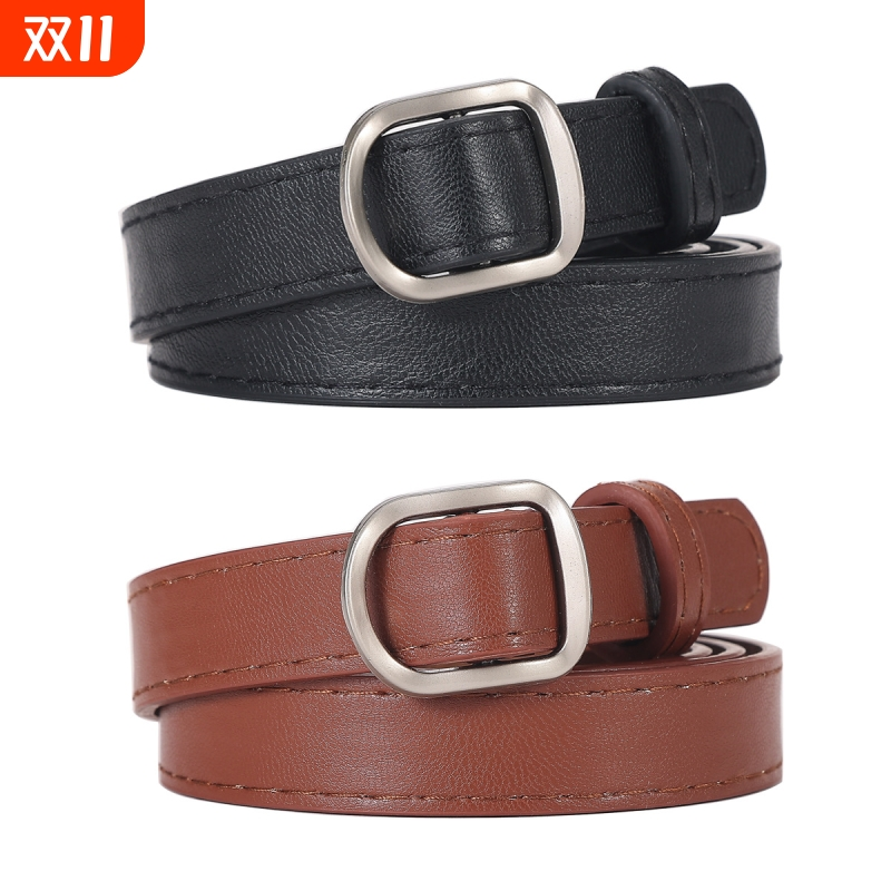 女士皮带韩版潮流女款细腰带时尚无孔针扣设计连衣裙装饰裙裤带女