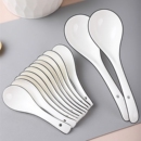 陶瓷勺子家用喝汤调羹汤匙长柄小勺子大号简约盛汤饭勺稀饭勺加深