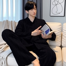 新款 长裤 男士 休闲全棉家居服套装 可外穿 春秋季 大码 纯棉睡衣长袖