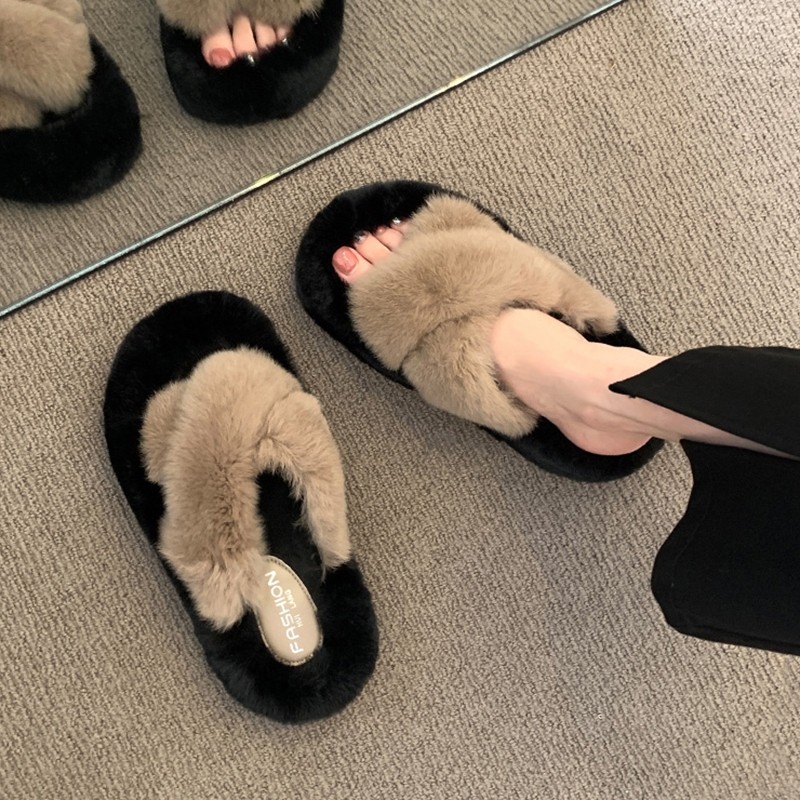 厚底毛毛拖鞋女外穿2025新款秋冬季时尚毛绒鞋子外出洋气棉拖黑色,女鞋,毛毛鞋,淘宝优惠券,粉丝福利购,淘宝优惠卷