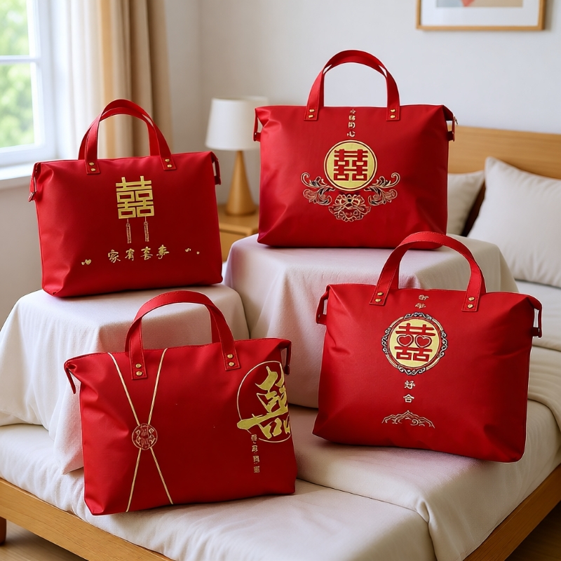 结婚被子收纳袋加厚防尘四件套手提袋婚庆喜被袋子婚礼床品喜事