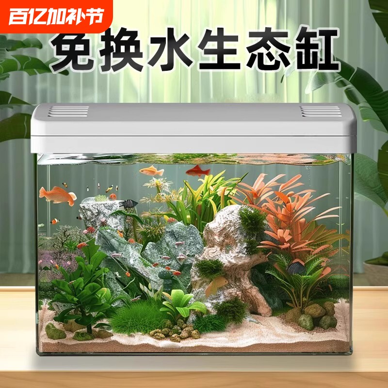 鱼缸客厅家用2025新款过滤制氧一体专业造景金鱼斗鱼小型生态缸