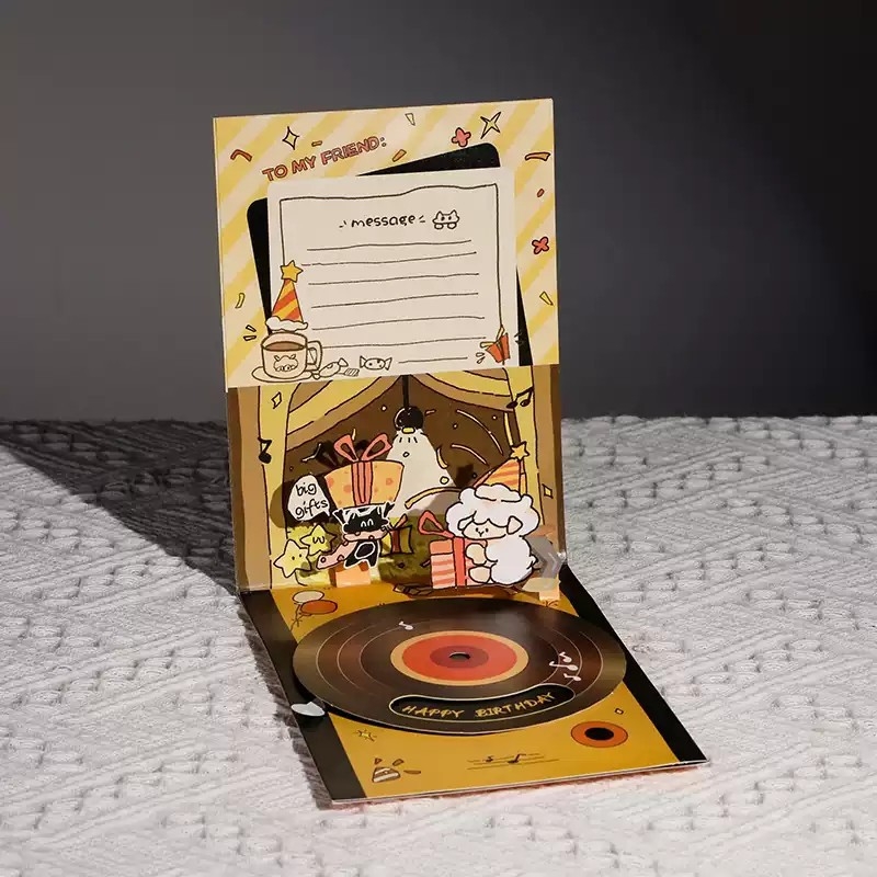 生日贺卡录音留声卡祝福精美礼物高级感创意手工立体精致纸雕音乐留声机送恋人情侣对象女朋友代写小卡片