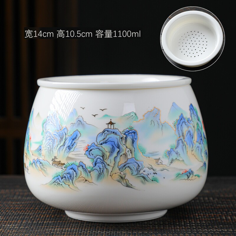 羊脂玉白瓷茶渣缸家用茶具陶瓷功夫茶配茶洗杯零配水茶水缸废水桶