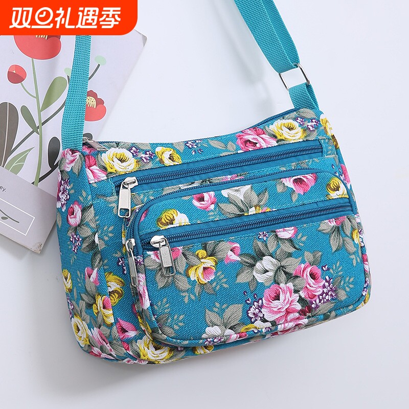 单肩大容量帆布包百搭牛津布斜背包中老年尼龙女包斜挎妈妈包挎包