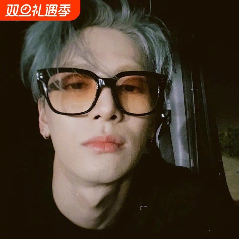 王嘉尔墨镜高级感日落红眼镜大框大脸近视可配度数茶色太阳镜男女