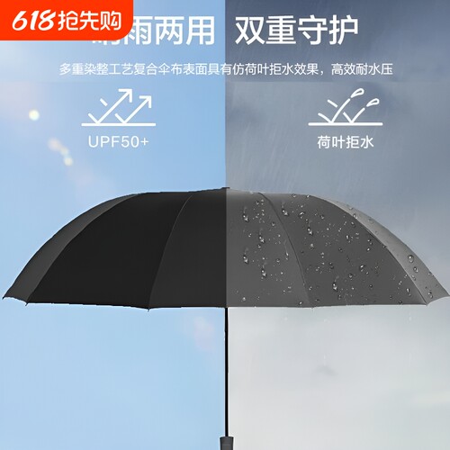 晴雨两用折叠伞UPF50+防晒拒水
