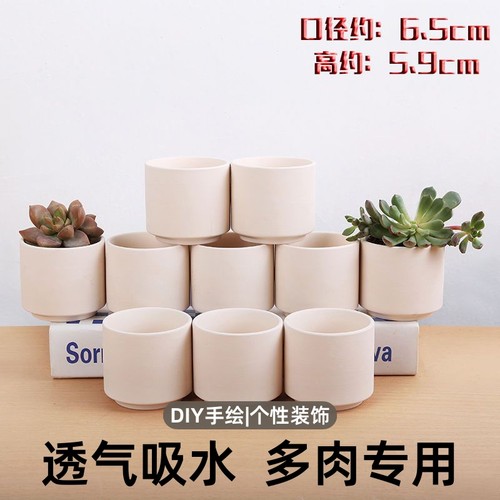 透气会呼吸陶瓷花盆可用颜料画画