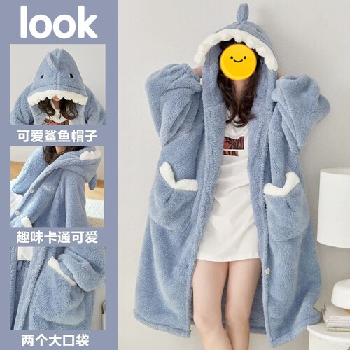 加厚男女珊瑚绒睡袍睡衣秋冬情侣