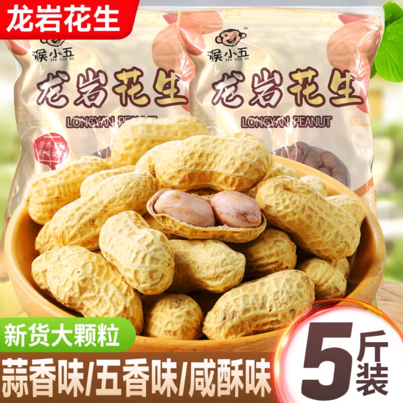 龙岩花生蒜香五香味花生米带壳炒货小零食下酒菜熟花生特产健康