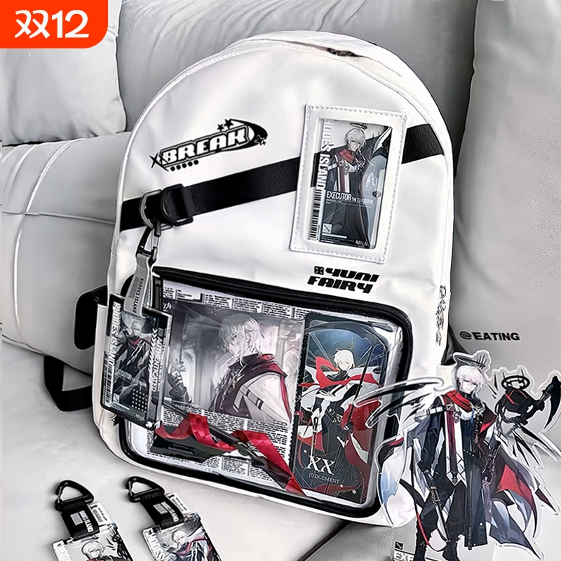 男女痛包双肩大容量二次元漫展初中生书包旅游透明吧唧谷子背包