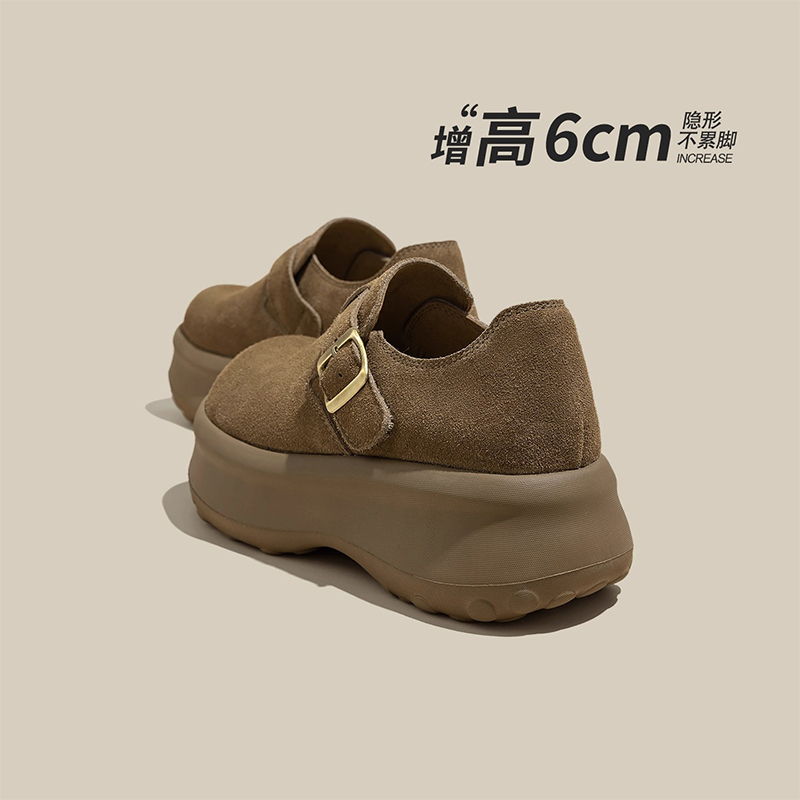 厚底勃肯鞋女全包2025新款秋季复古松糕百搭小个子一脚蹬乐福鞋