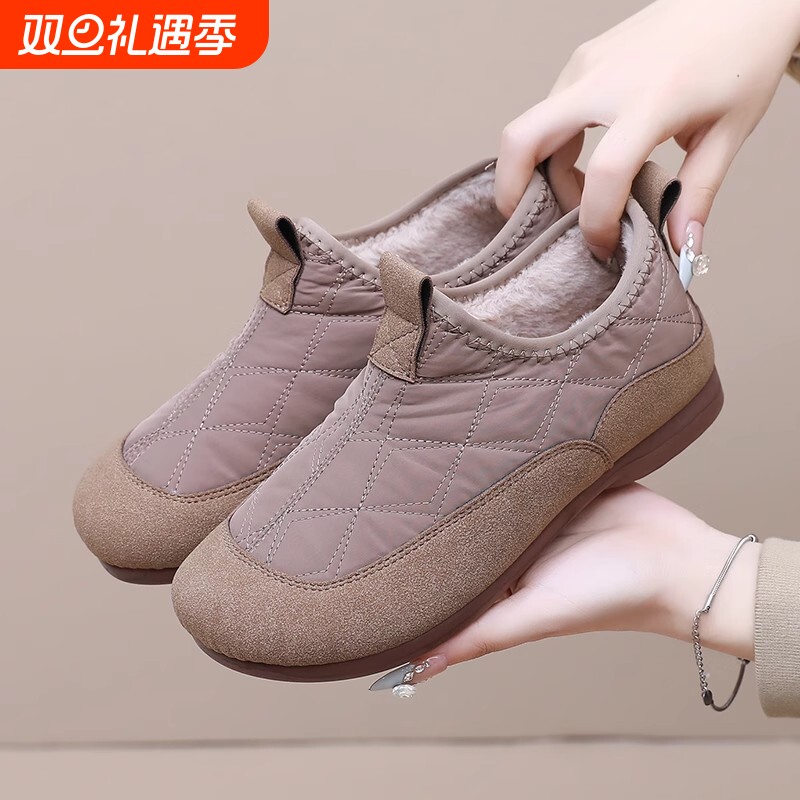 回力女鞋2025新款冬季保暖棉鞋女加厚一脚蹬妈妈雪地靴加绒防滑