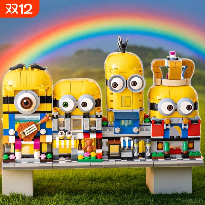 【热销】马里奥小黄人街景积木