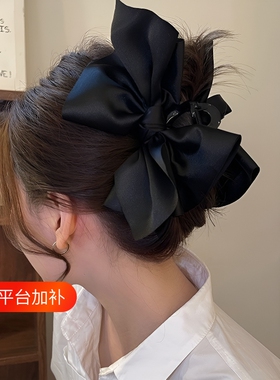 缎面蝴蝶结款黑色发夹|千人加购