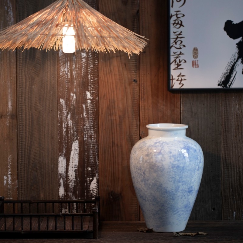 景德镇中古风陶瓷花瓶民宿酒店桌面插花装饰品高级感居家装饰摆件