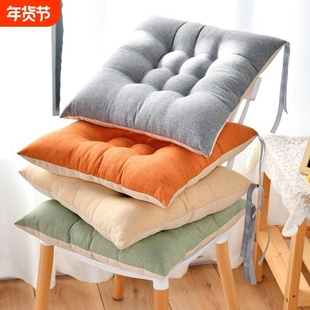 爆款坐垫椅垫屁垫棉麻绑带板凳教室春夏办公室防滑牛奶绒固定棉花
