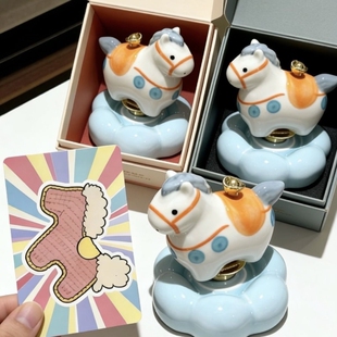 马上有钱景德镇马年陶瓷转转小马可爱旋转家居摆件解压治愈礼物
