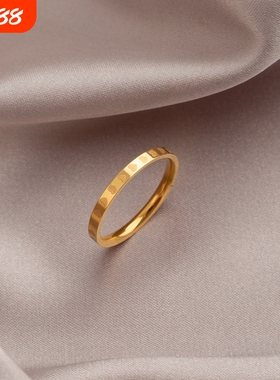 钛钢满圈素圈戒指爱心金色小众设计感时尚个性指环送礼物好货小指