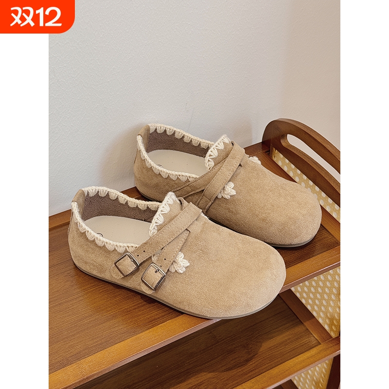 复古勃肯鞋女一脚蹬全包单鞋秋冬配裙子鞋子ins潮休闲板鞋女平底