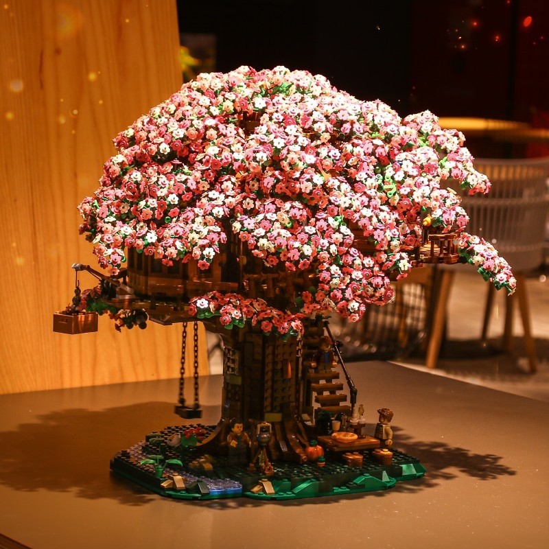 兼容乐高樱花树屋积木手工diy系列拼图模型拼装玩具女孩生日礼物