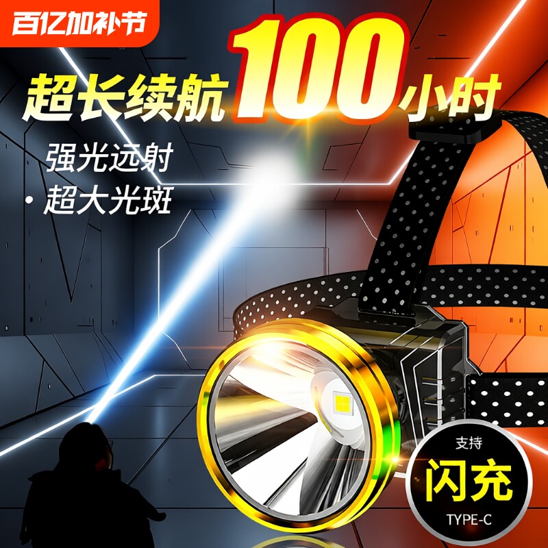 头戴式强光头灯充电超亮照明灯夜钓鱼专用矿灯新款户外手电筒防水