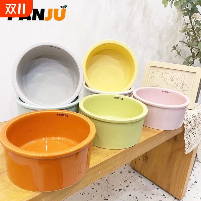 宠物猫碗狗碗陶瓷大口径大型犬喝水吃粮食盆防打翻护颈
